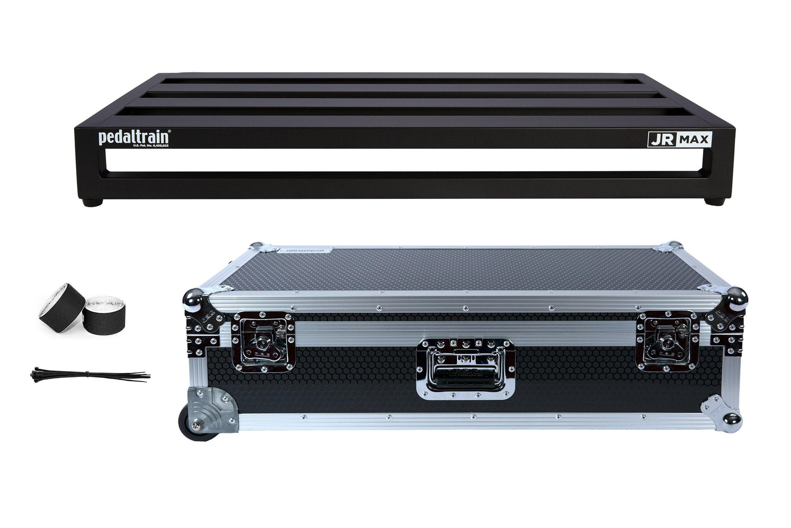 Pedaltrain JR MAX with Wheeled Tour Case in Black Honeycomb Finish - Pedaltrain - 4 Rails, 8" Incline, Black Honey Comb, Classic Series, Pedal Board w/ Tour Case, Pedal Board w/ Wheeled Tour Case, Tour case - KO Music Marketing