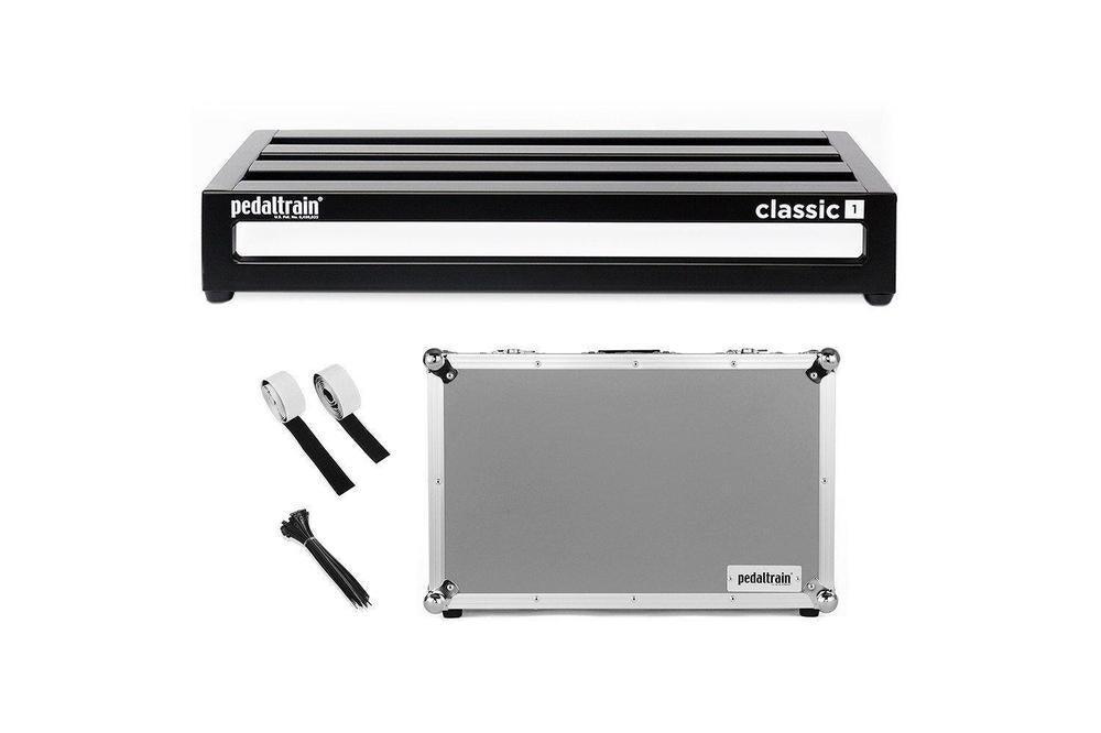 Pedaltrain Classic 1 with Tour Case - Pedaltrain - 4 Rails, 8" Incline, Classic Series, Pedal Board w/ Tour Case, Tour Case, Width: 20"-24" - KO Music Marketing